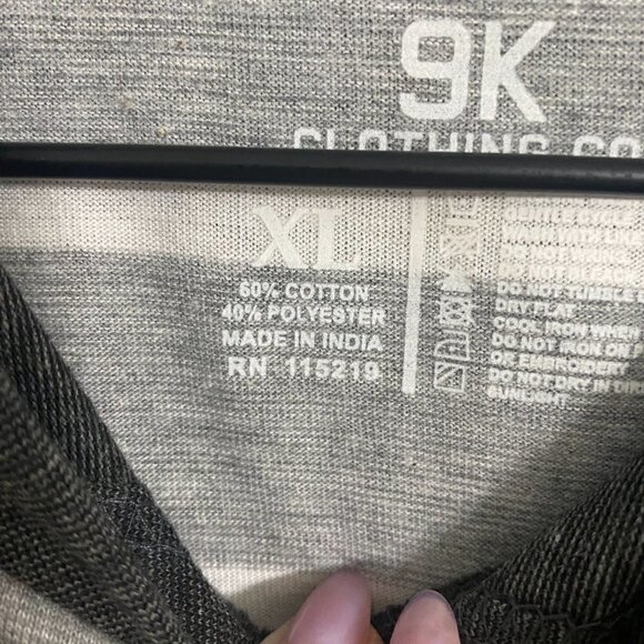 9K Clothing Co. Gray Striped Long Sleeve Hoodie, Men’s Size XL - Picture 5 of 8